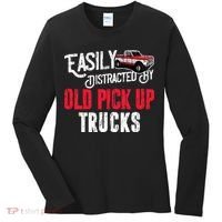 Easily Distracted By Old Pickup Trucks Classic Cars Women's Long Sleeve Shirt thumb 0