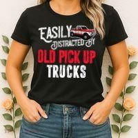Easily Distracted By Old Pickup Trucks Classic Cars Women's T-Shirt thumb 2