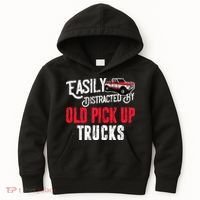 Easily Distracted By Old Pickup Trucks Classic Cars Kids Hoodie thumb 0