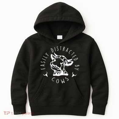 Easily Distracted By Cows Kids Hoodie