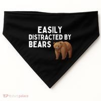 Easily Distracted By Bears Funny Bear Lover Gift USA-Made Doggie Bandana thumb 0