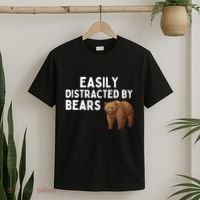 Easily Distracted By Bears Funny Bear Lover Gift T-Shirt thumb 2
