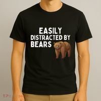 Easily Distracted By Bears Funny Bear Lover Gift T-Shirt thumb 3