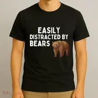 Easily Distracted By Bears Funny Bear Lover Gift T-Shirt thumb 3