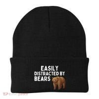 Easily Distracted By Bears Funny Bear Lover Gift Beanie thumb 0