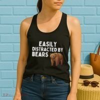 Easily Distracted By Bears Funny Bear Lover Gift Women's Tank Top thumb 2