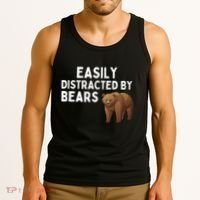 Easily Distracted By Bears Funny Bear Lover Gift Tank Top thumb 3