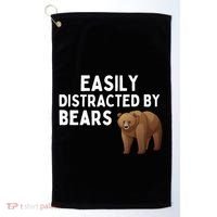 Easily Distracted By Bears Funny Bear Lover Gift Golf Towel thumb 0