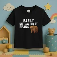 Easily Distracted By Bears Funny Bear Lover Gift Toddler T-Shirt thumb 3