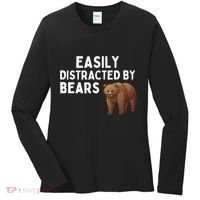 Easily Distracted By Bears Funny Bear Lover Gift Women's Long Sleeve Shirt thumb 0
