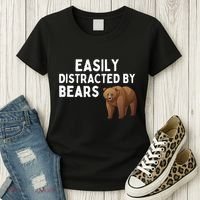 Easily Distracted By Bears Funny Bear Lover Gift Women's T-Shirt thumb 3