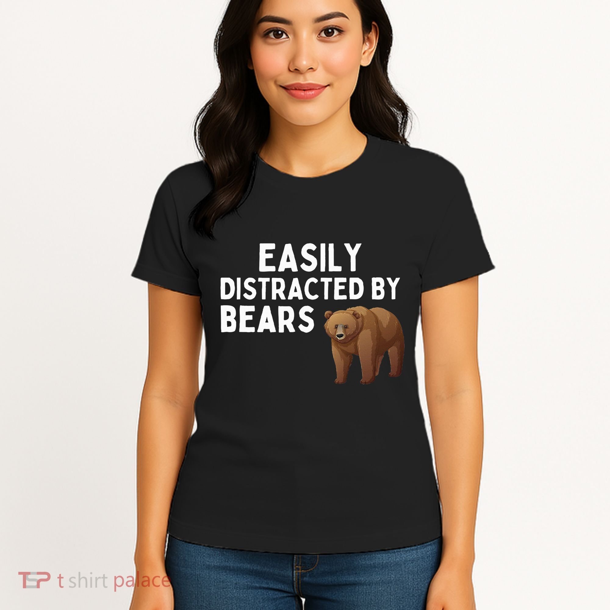 Easily Distracted By Bears Funny Bear Lover Gift Women's T-Shirt