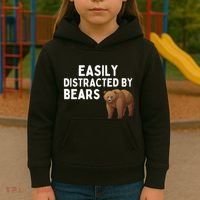 Easily Distracted By Bears Funny Bear Lover Gift Kids Hoodie thumb 3
