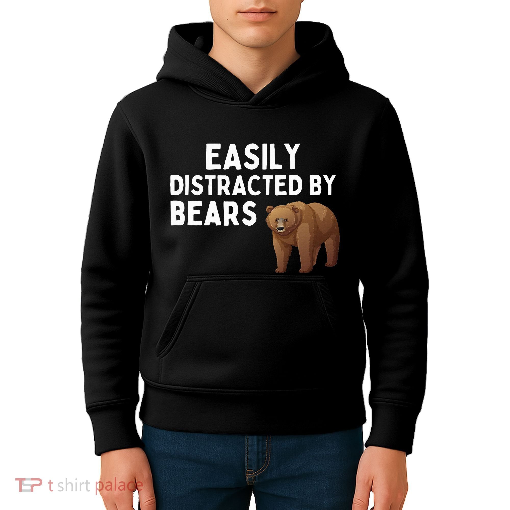 Easily Distracted By Bears Funny Bear Lover Gift Kids Hoodie