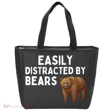 Easily Distracted By Bears Funny Bear Lover Gift Tote Bag