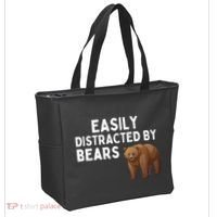 Easily Distracted By Bears Funny Bear Lover Gift Tote Bag thumb 2
