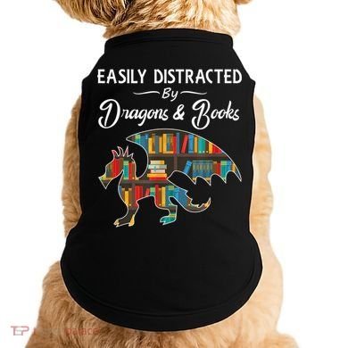 Easily Distracted By Dragons And Books Nerds Book Reader Doggie Tank