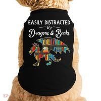 Easily Distracted By Dragons And Books Nerds Book Reader Doggie Tank thumb 0