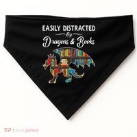 Easily Distracted By Dragons And Books Nerds Book Reader USA-Made Doggie Bandana thumb 0