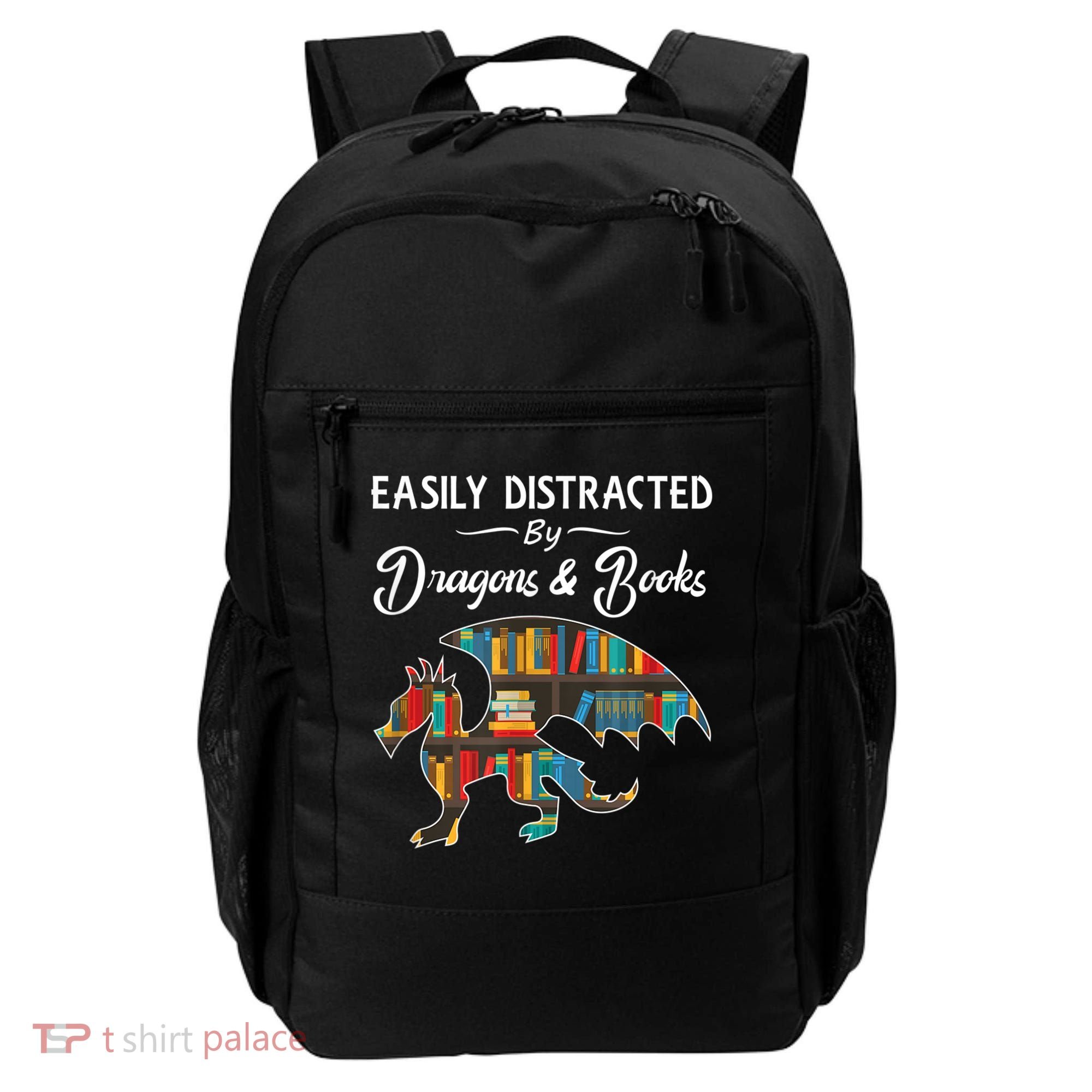 Easily Distracted By Dragons And Books Nerds Book Reader Backpack