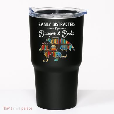 Easily Distracted By Dragons And Books Nerds Book Reader Tumbler