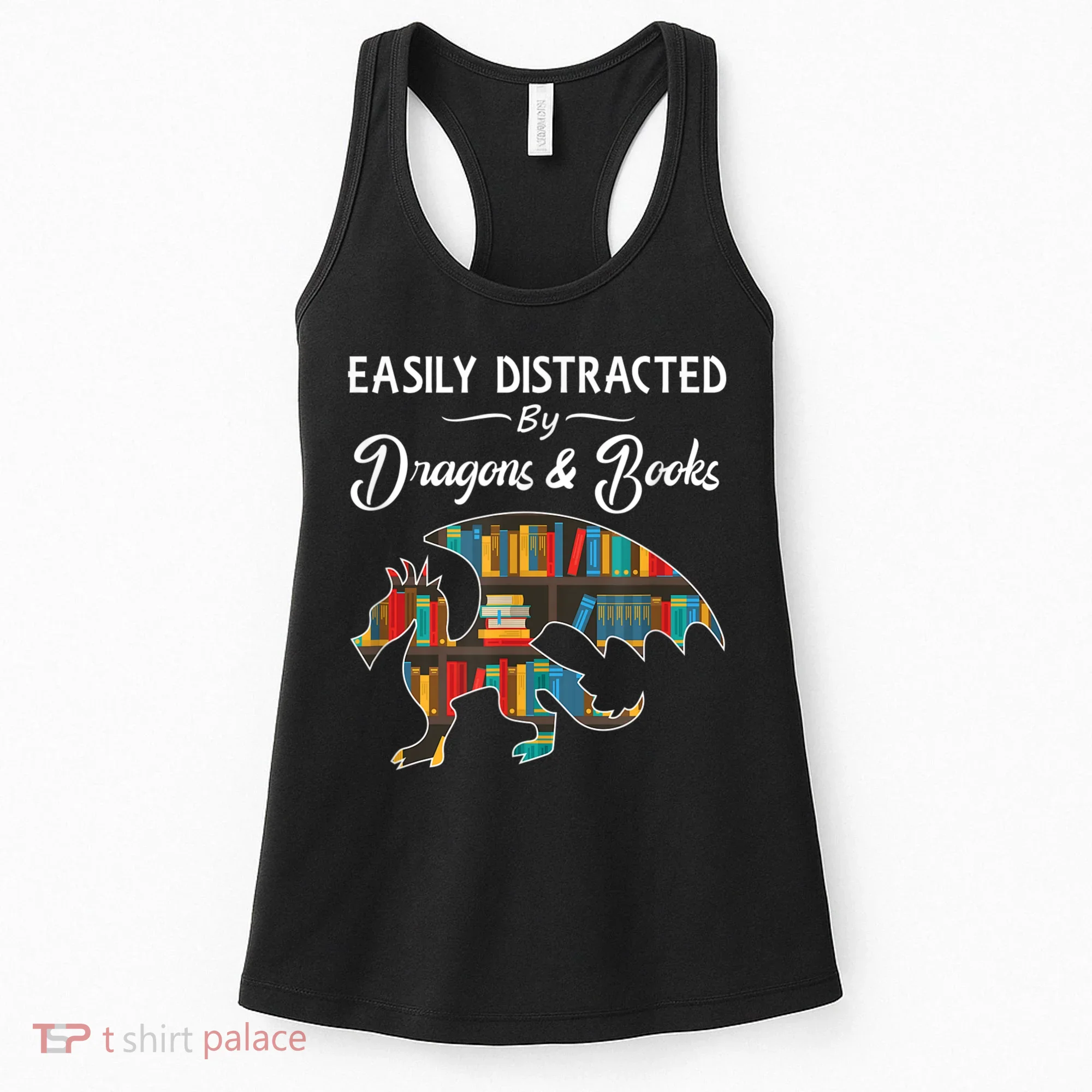 Easily Distracted By Dragons And Books Nerds Book Reader Women's Tank Top