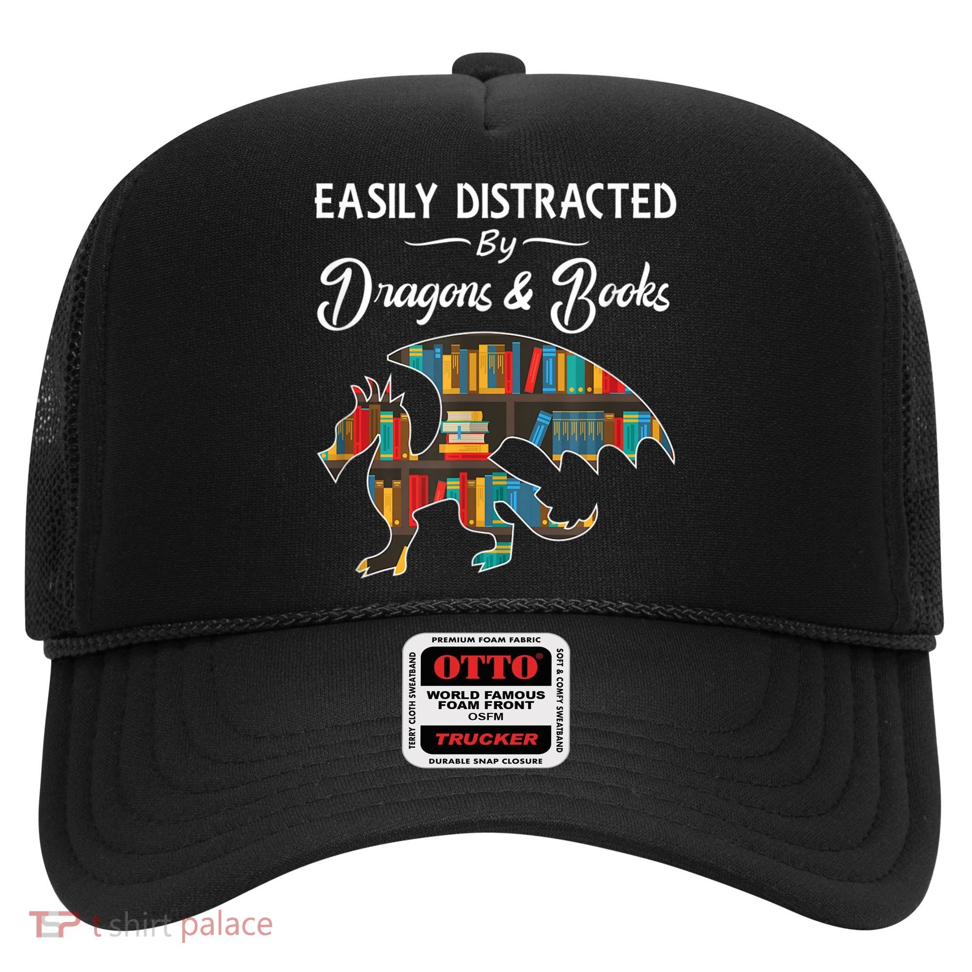 Easily Distracted By Dragons And Books Nerds Book Reader Hat