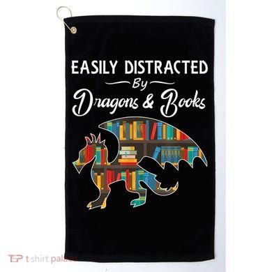 Easily Distracted By Dragons And Books Nerds Book Reader Golf Towel