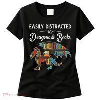 Easily Distracted By Dragons And Books Nerds Book Reader Women's T-Shirt thumb 0