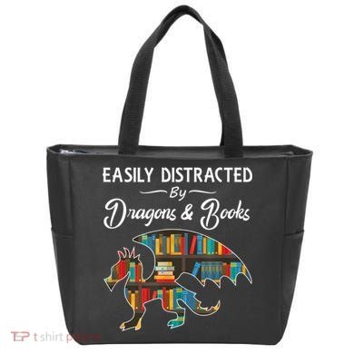 Easily Distracted By Dragons And Books Nerds Book Reader Tote Bag