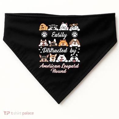 Easily Distracted By American Leopard Hound Leopard Cur Cute Gift USA-Made Doggie Bandana