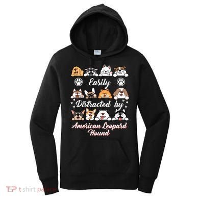 Easily Distracted By American Leopard Hound Leopard Cur Cute Gift Women's Hoodie