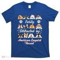 Easily Distracted By American Leopard Hound Leopard Cur Cute Gift T-Shirt thumb 0