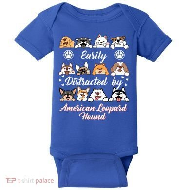 Easily Distracted By American Leopard Hound Leopard Cur Cute Gift Baby Bodysuit