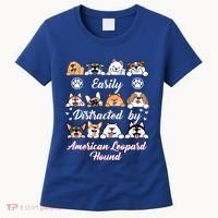 Easily Distracted By American Leopard Hound Leopard Cur Cute Gift Women's T-Shirt thumb 0