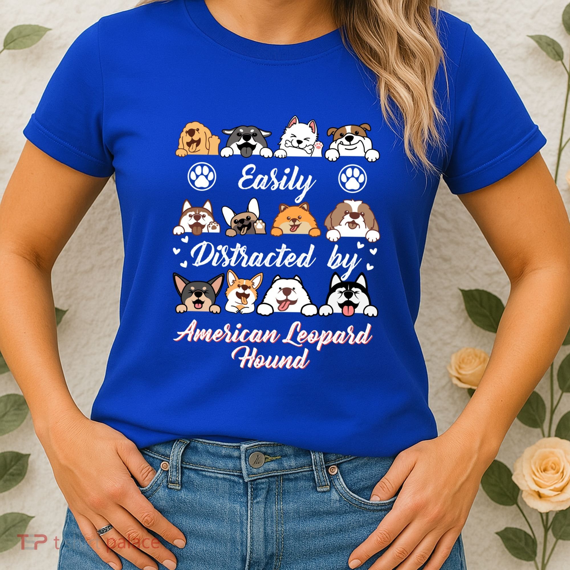Easily Distracted By American Leopard Hound Leopard Cur Cute Gift Women's T-Shirt