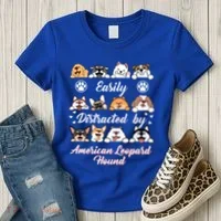 Easily Distracted By American Leopard Hound Leopard Cur Cute Gift Women's T-Shirt thumb 3