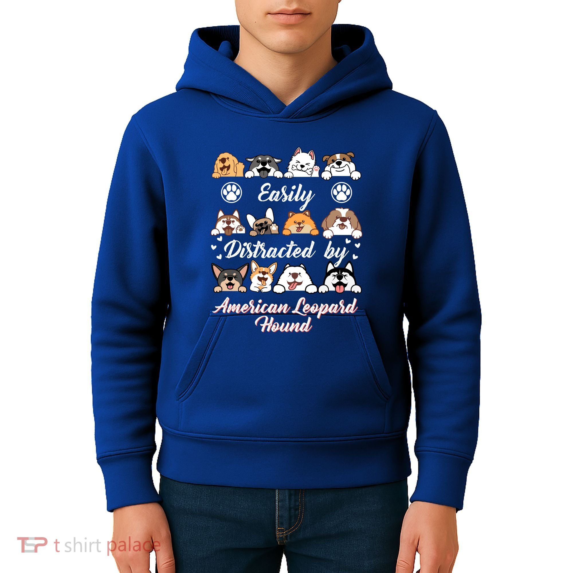 Easily Distracted By American Leopard Hound Leopard Cur Cute Gift Kids Hoodie