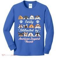 Easily Distracted By American Leopard Hound Leopard Cur Cute Gift Kids Long Sleeve Shirt thumb 0