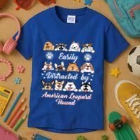 Easily Distracted By American Leopard Hound Leopard Cur Cute Gift Kids T-Shirt thumb 3