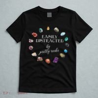 Easily Distracted By Pretty Rocks Minerals Gems Geology T-Shirt thumb 5