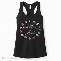 Easily Distracted By Pretty Rocks Minerals Gems Geology Women's Tank Top thumb 0
