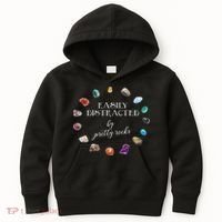 Easily Distracted By Pretty Rocks Minerals Gems Geology Kids Hoodie thumb 0