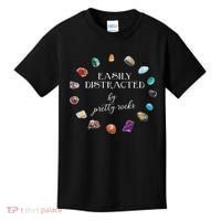 Easily Distracted By Pretty Rocks Minerals Gems Geology Kids T-Shirt thumb 0