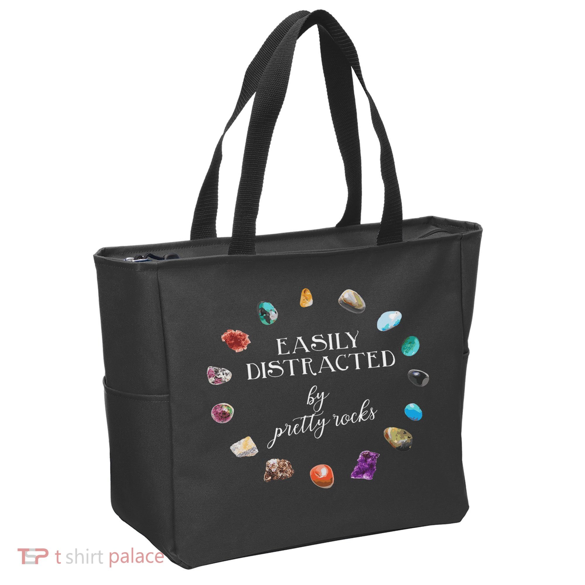 Easily Distracted By Pretty Rocks Minerals Gems Geology Tote Bag
