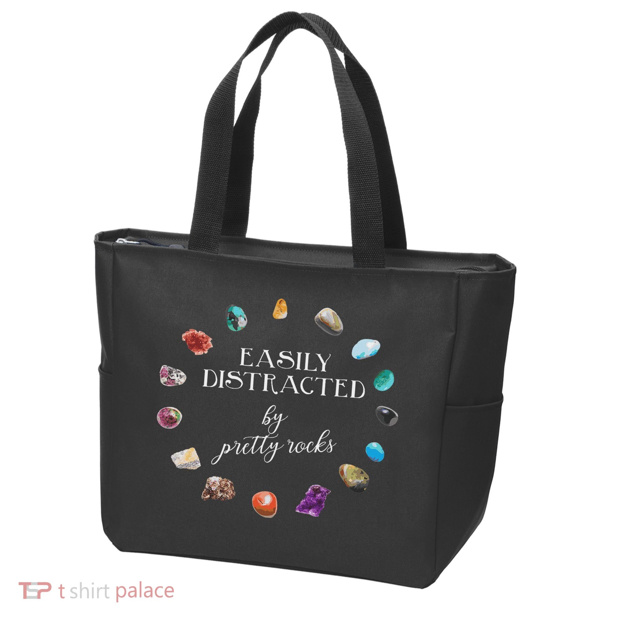 Easily Distracted By Pretty Rocks Minerals Gems Geology Tote Bag