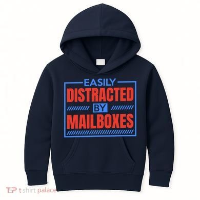 Easily Distracted By Mailboxes, Postman And Mail Carrier Kids Hoodie