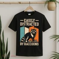 Easily Distracted by Raccoons Funny Animal Lover Gift T-Shirt thumb 2