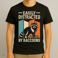 Easily Distracted by Raccoons Funny Animal Lover Gift T-Shirt thumb 3