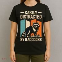 Easily Distracted by Raccoons Funny Animal Lover Gift T-Shirt thumb 4